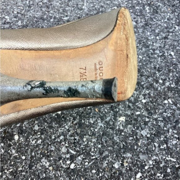 Acubi mermaidcore fairycore Gucci Open Toe Silver Heel Leather Shoes US 7.5 - Picture 11 of 15